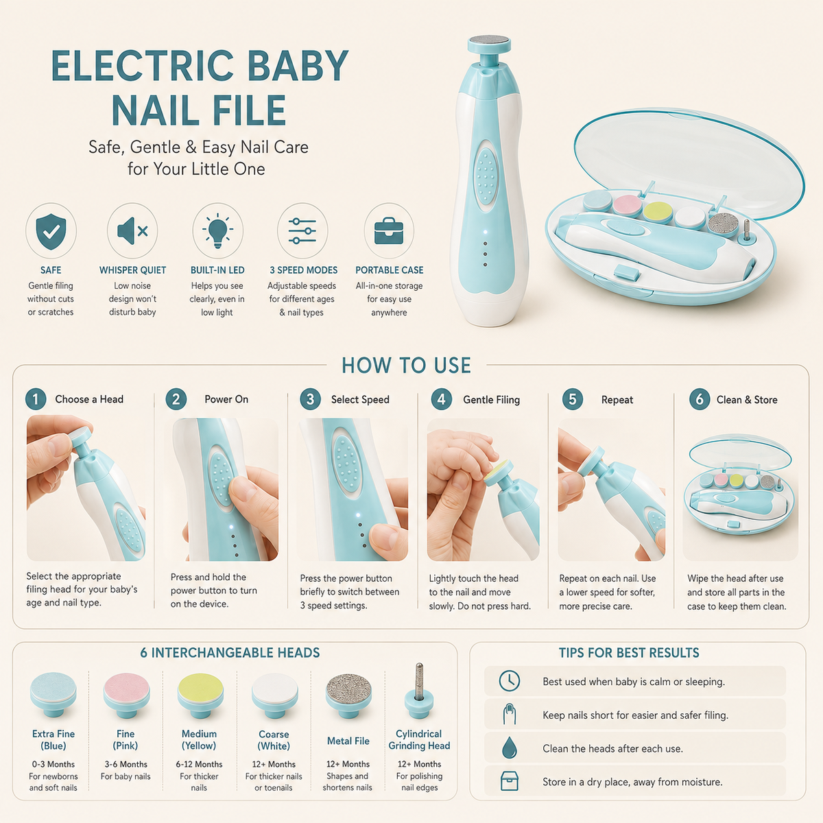 Nuvéa Electric Baby Nail Trimmer